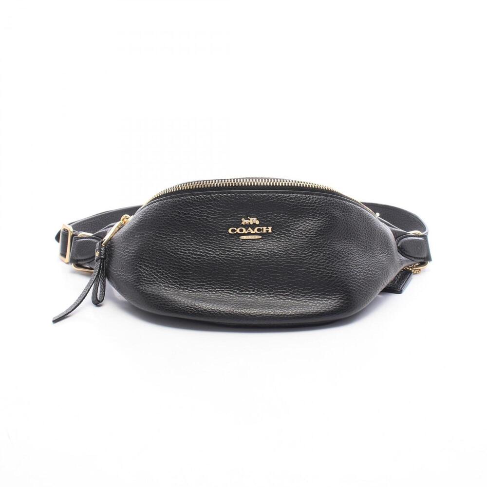Coach waist bag, body handbag, leather, women's, black, F48738